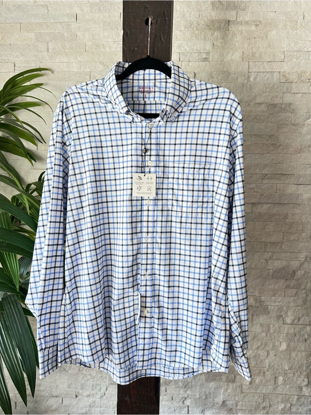 Brooks Brothers Performance Plaid Button Down Shirt Size L New with Tags